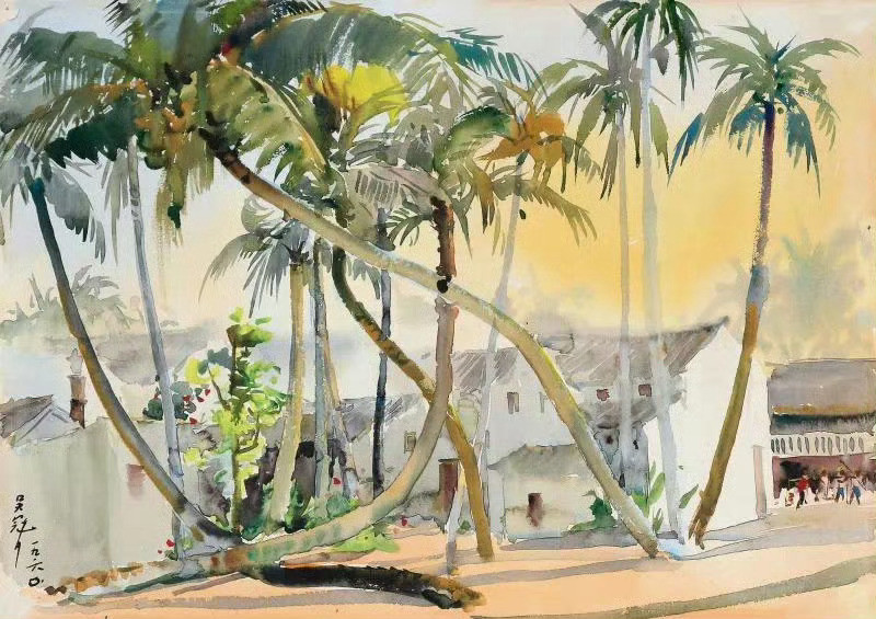 艺术家吴冠中的水彩作品艺术达人夏日企画