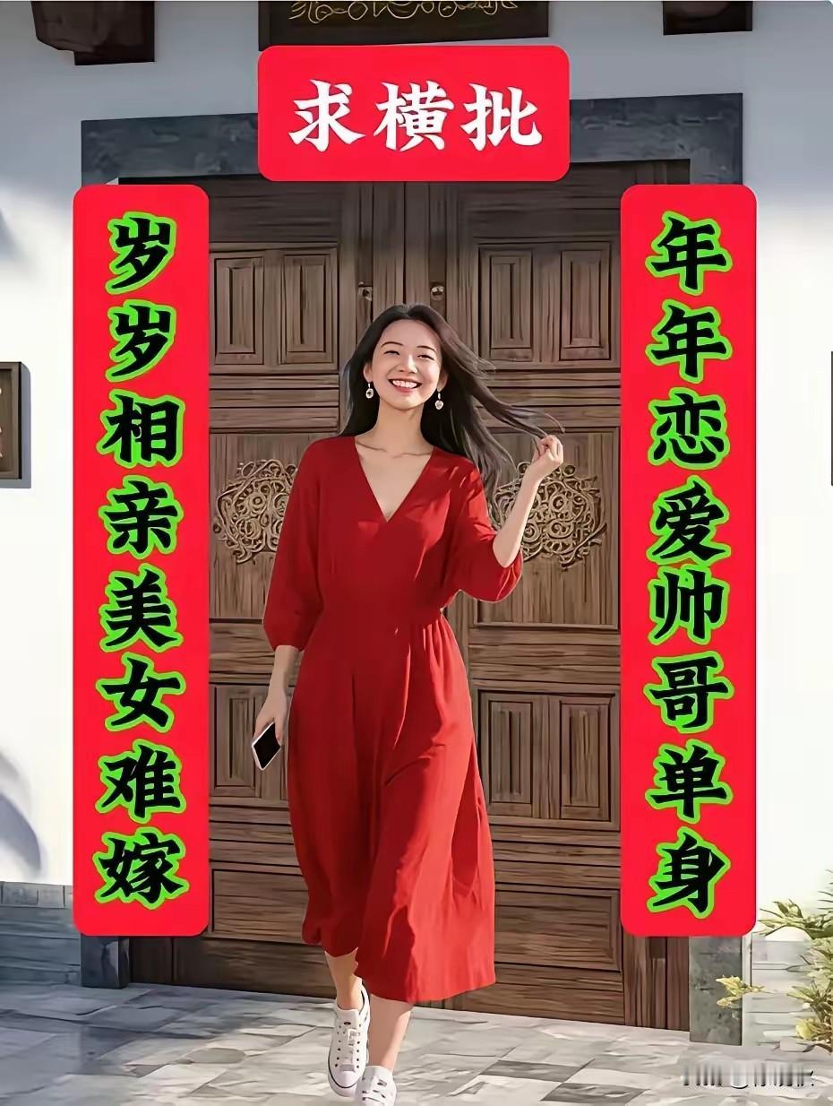 上联；岁岁相亲美女难嫁下联：年年恋爱帅哥单身横批:缘分未到。