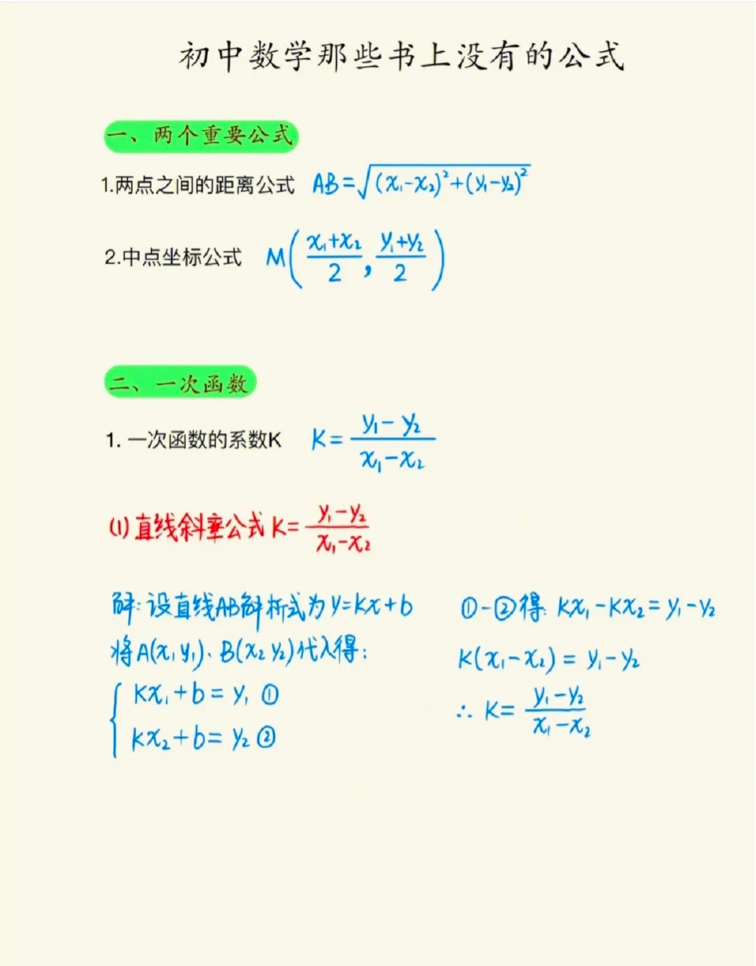 初中数学书上没有的那些公式​​​