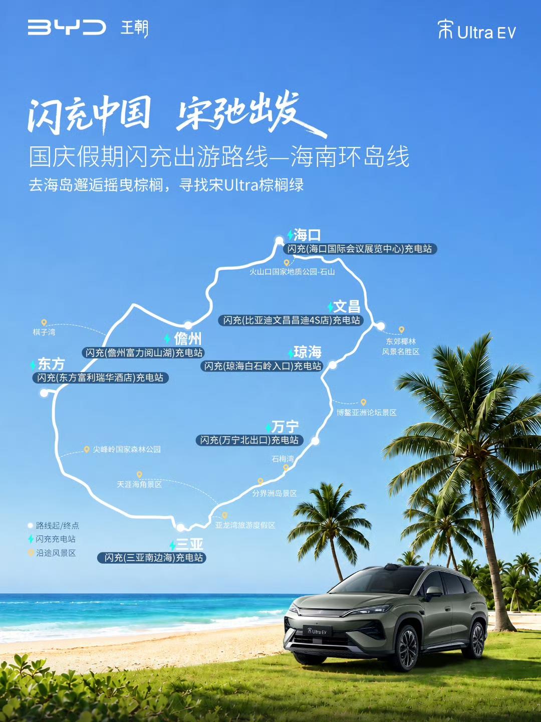 中秋、国庆出游为什么要用比亚迪纯电车？因为比亚迪的第2000座高速闪充站已经在扬