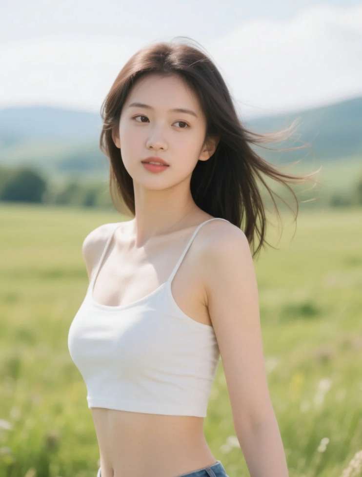那一抹倩影，在无垠草原中显得格外耀眼。