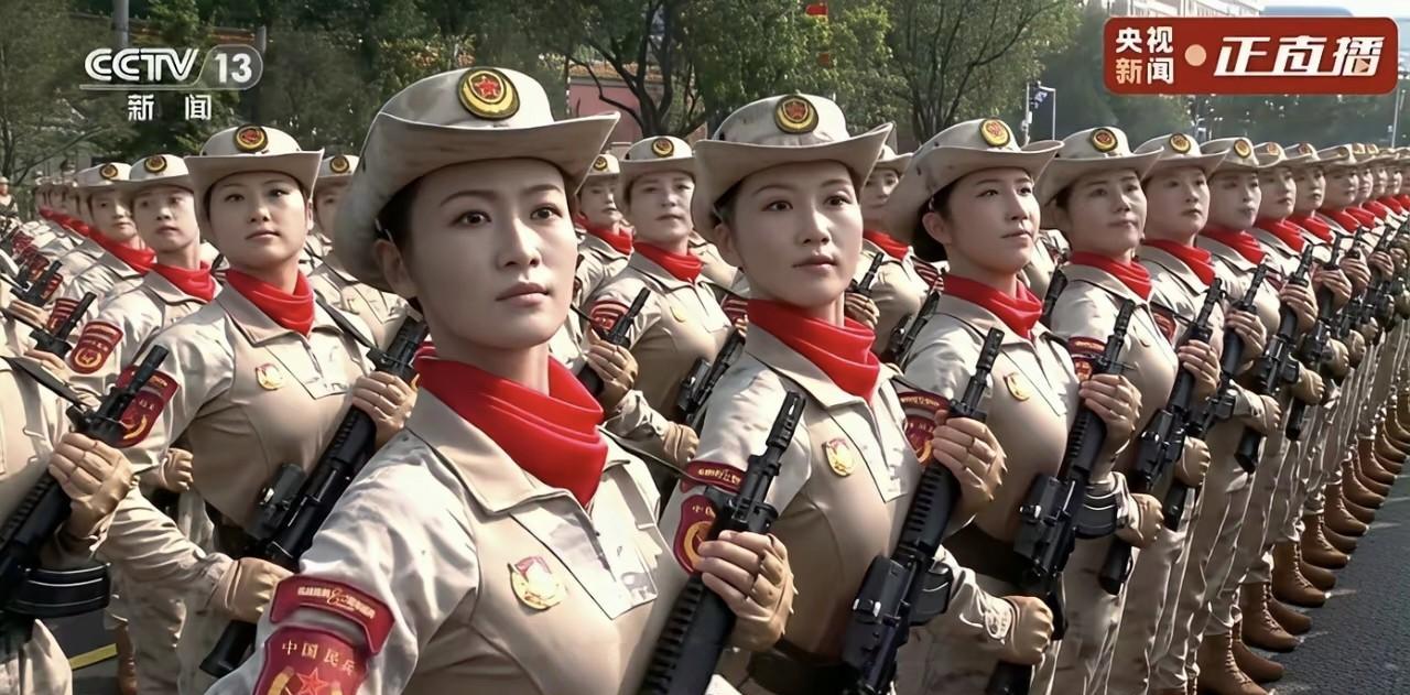 她不仅是浙江女民兵的骄傲，也是全国女民兵的骄傲，在女民兵方队中，第一排左三名叫刘