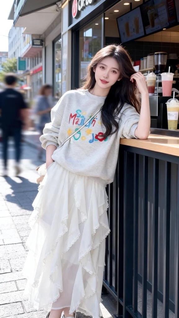 韩风穿搭街头甜心风初恋裙仙女穿搭白色连衣裙