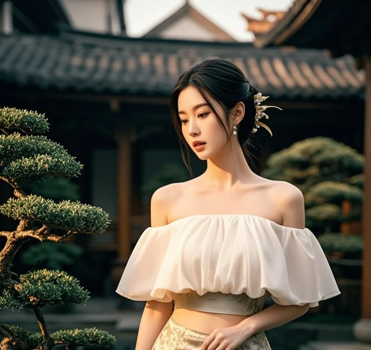 蔷薇满架，佳人赏花，这清新宜人的古典场景，是否让你沉醉？