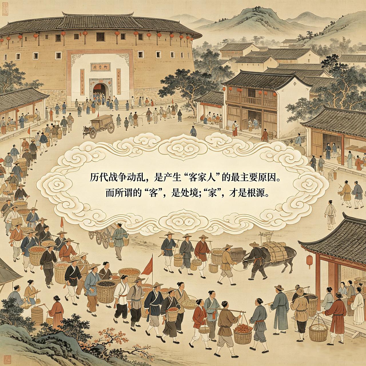 历代的战争动乱，是产生“客家人”的最主要原因。而所谓的“客”(移民)，是处境;