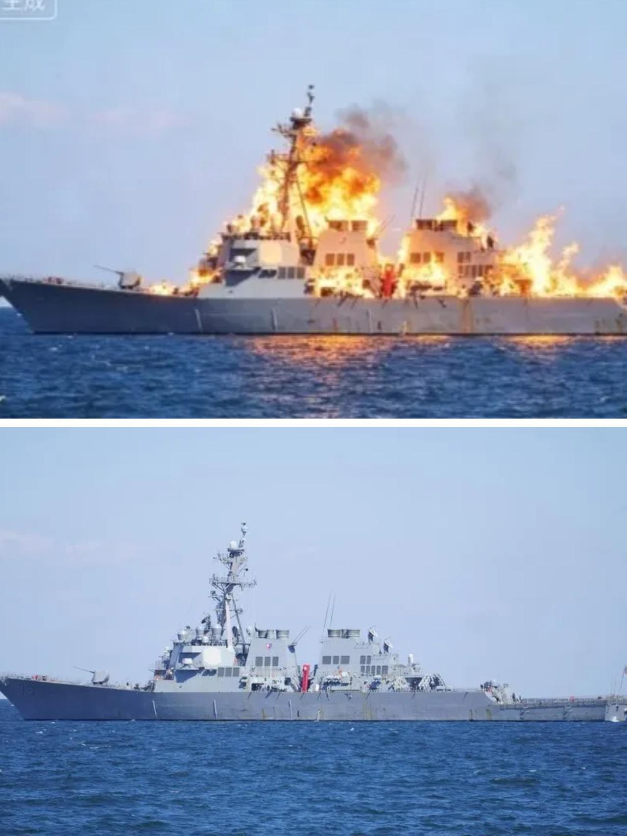 美军希金斯号导弹驱逐舰在印太海域遭遇大火，导致全舰电力中断，推进系统失灵，无法自