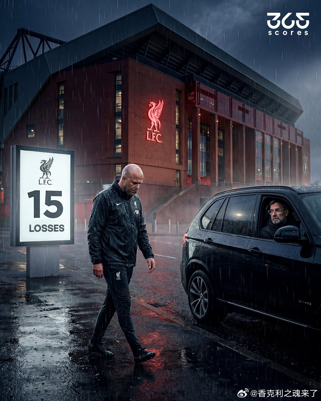 对比斯洛特本赛季和克洛普最差的赛季在斯洛特治下，红军在48场比赛中已遭遇15场失