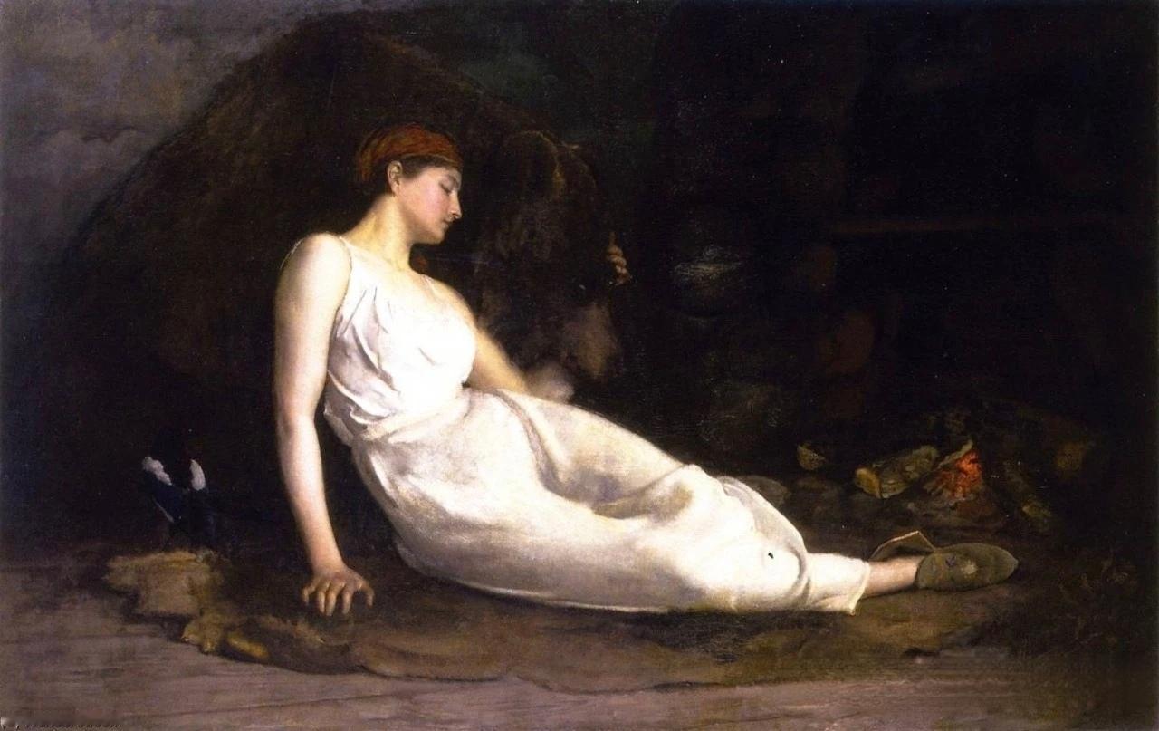 在静谧的夜晚，一位沉思的少女宛如一幅古典油画。就像那幅世界经典油画里的罗马美女，