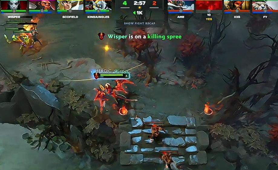 劣势路顶住了但莫言炸了，影魔打一血女王3分钟被单杀两次，4分半补刀落后于己方五号