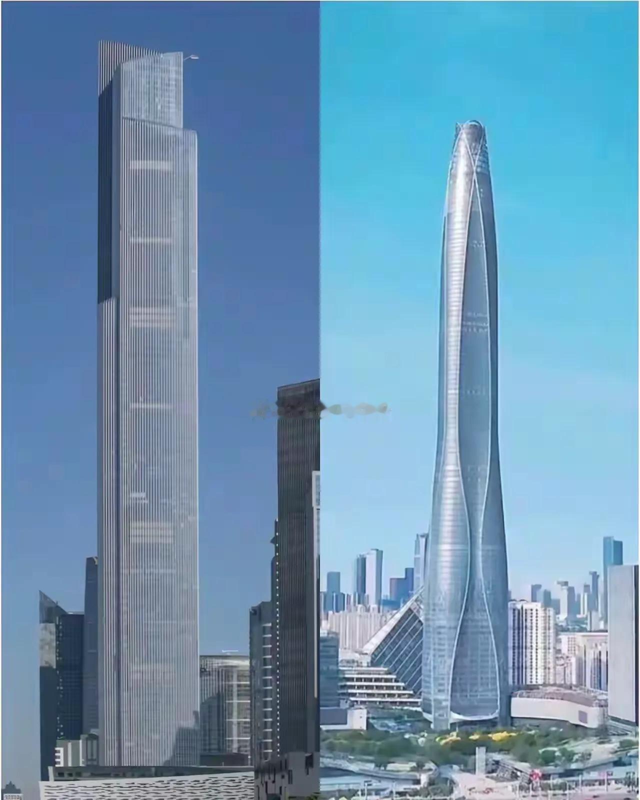 这两幢大楼都是出自周大福之手，广州周大福大楼530米高，天津的周大福中心，要多0