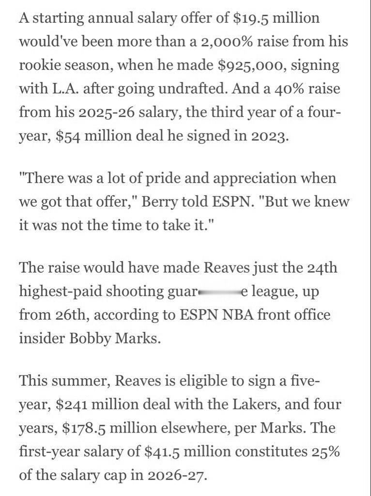 Dave撰文里夫斯，拒绝高薪只为留队争冠，真正的湖人！洛杉矶湖人队球员奥斯汀·里