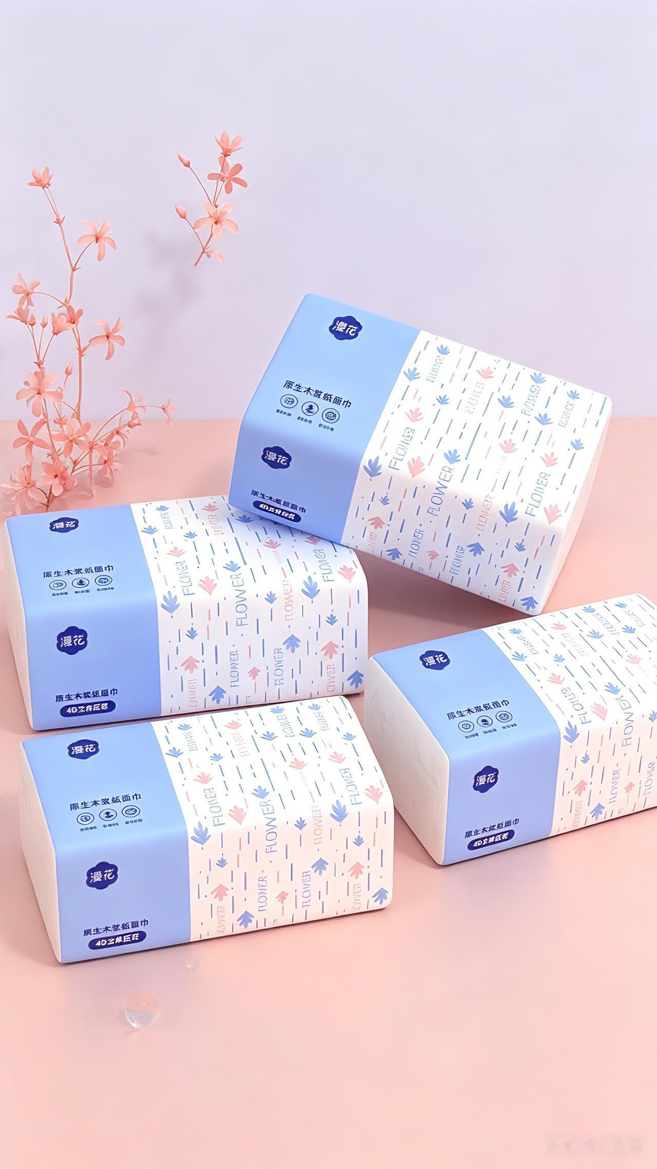 四大包漫花抽纸，只要5元！新人抖音支付只要一分！