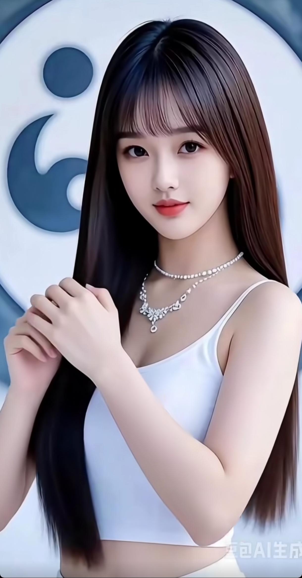 优雅气质，珍珠项链点缀，白衣少女，甜美动人。每日一图随手拍珍珠项链照珍珠淑女