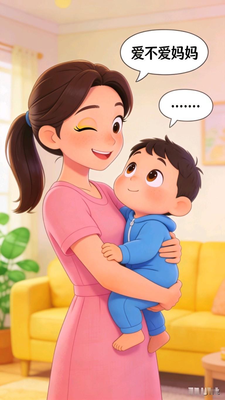 2岁的儿子学说“爱”这个字。我就问他“你爱不爱妈妈？”他不吭声。我不死心，再