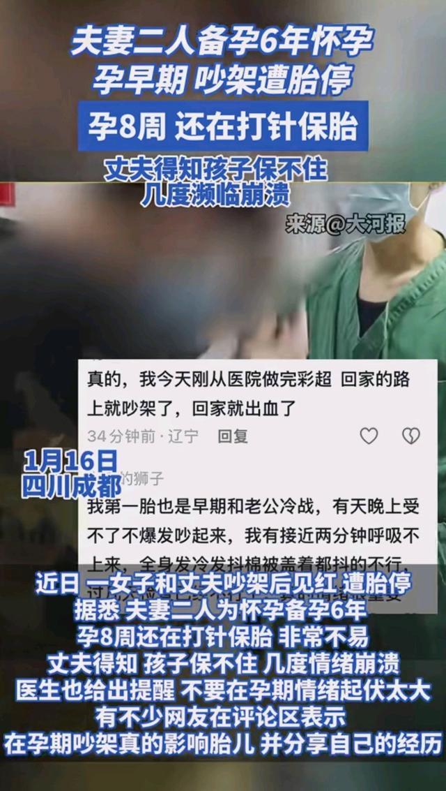 网爆百万人围观: 孕期吵架致胎停, 丈夫崩溃痛哭