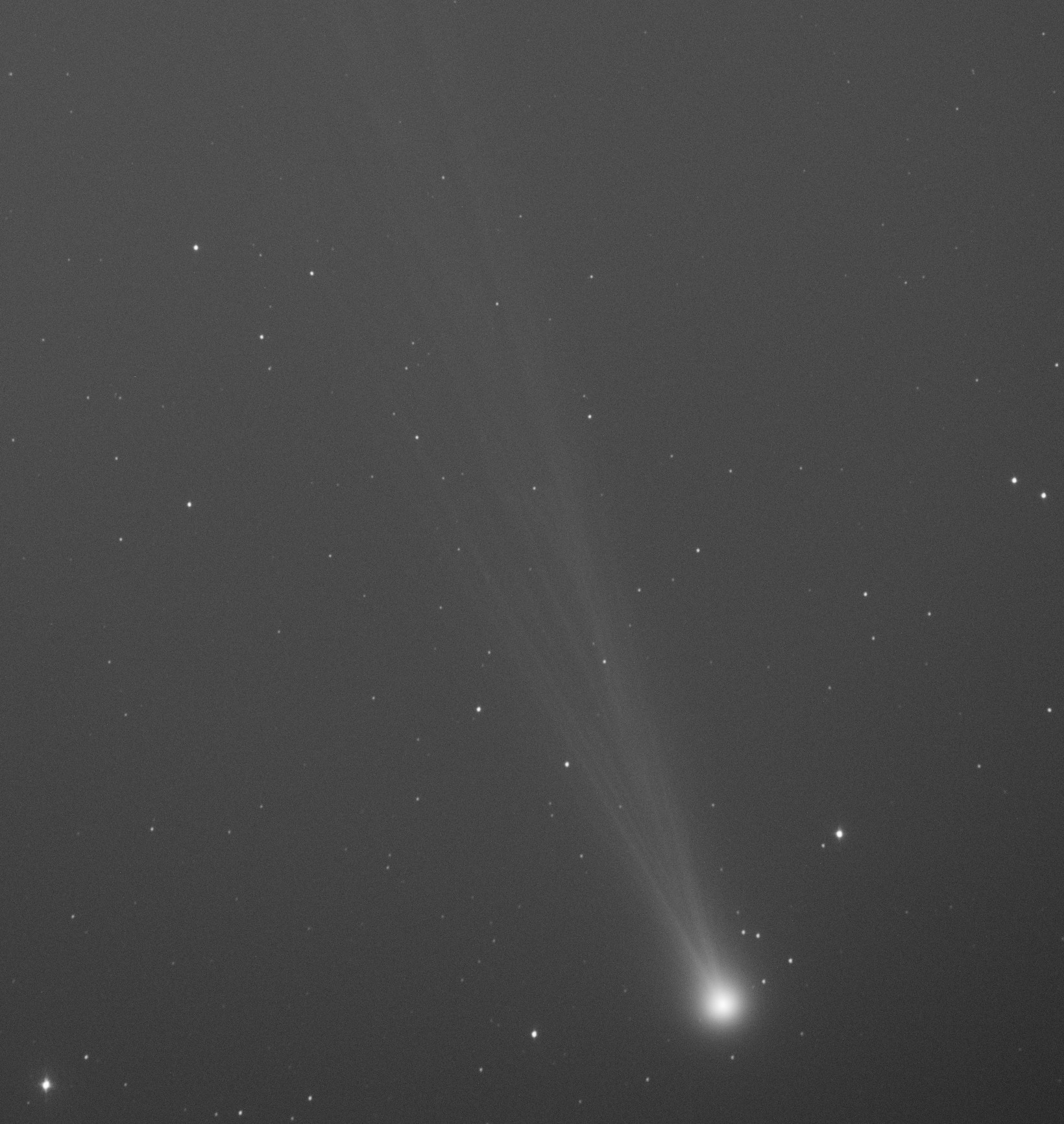 才抽出时间把早上拍的彗星收下来，这尾巴可真漂亮啊～～可惜一直有云飘来飘去，就拍