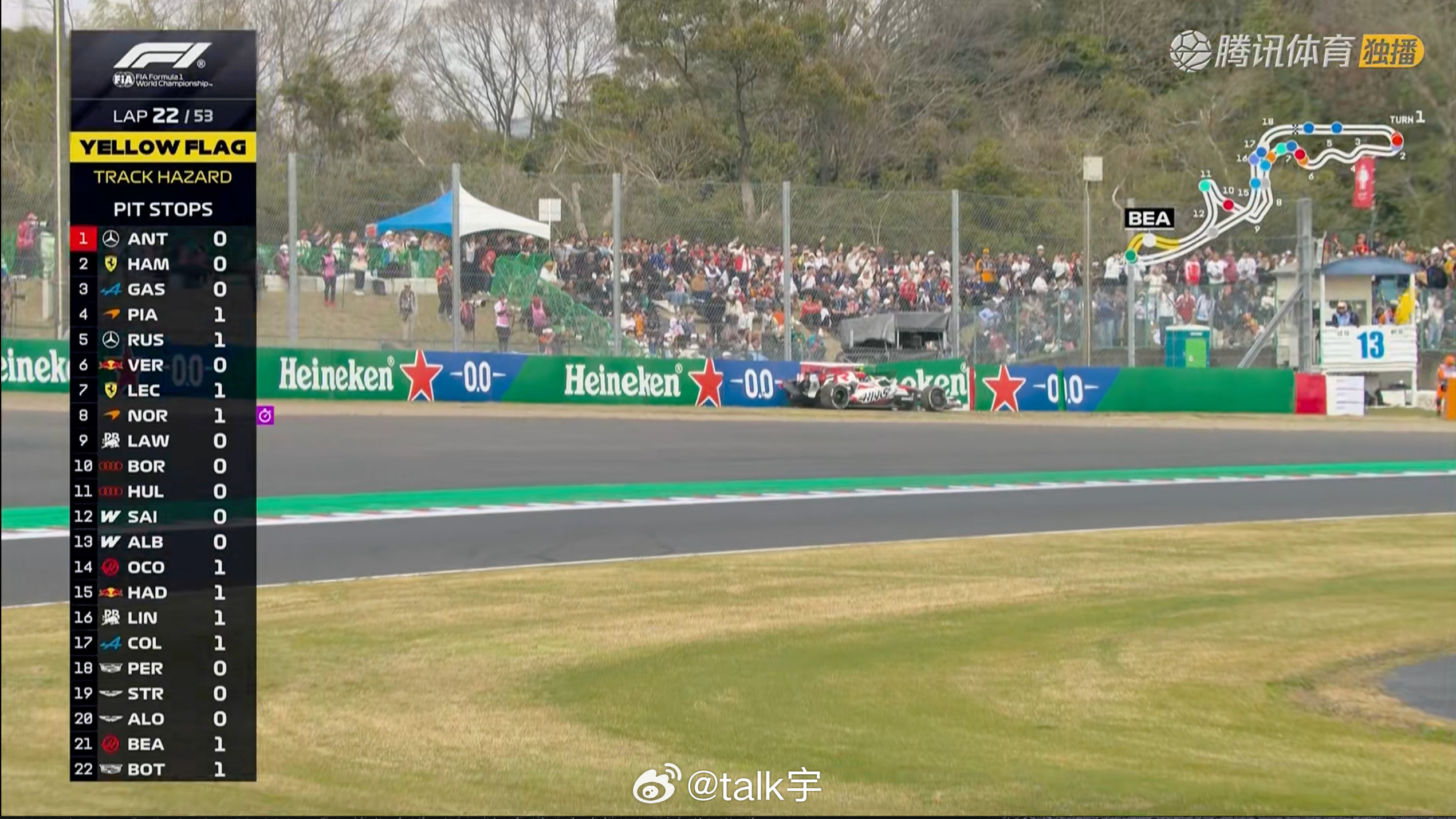 与拉塞尔进站同时，贝尔曼上墙，没有进站的车手挣到了F12026f1日本大奖赛