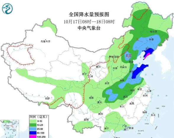 青岛：17日早晨到夜间将有较强降雨，全市中到大雨崂山山区局部暴雨受气旋北上影响