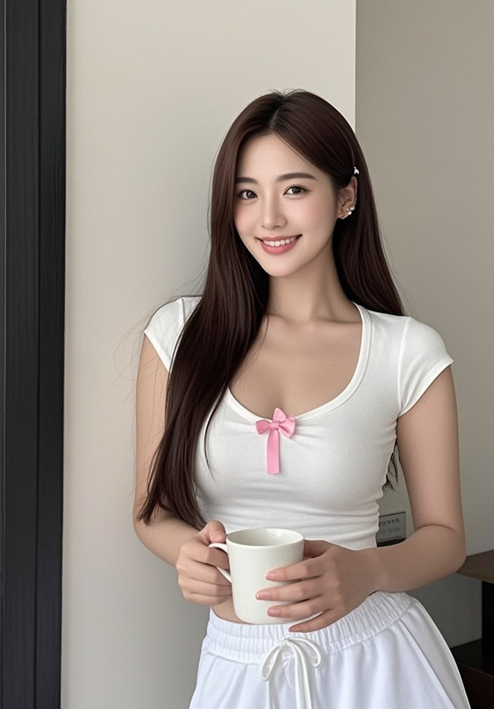 美眉浅笑醉春风，白衣写真韵无穷