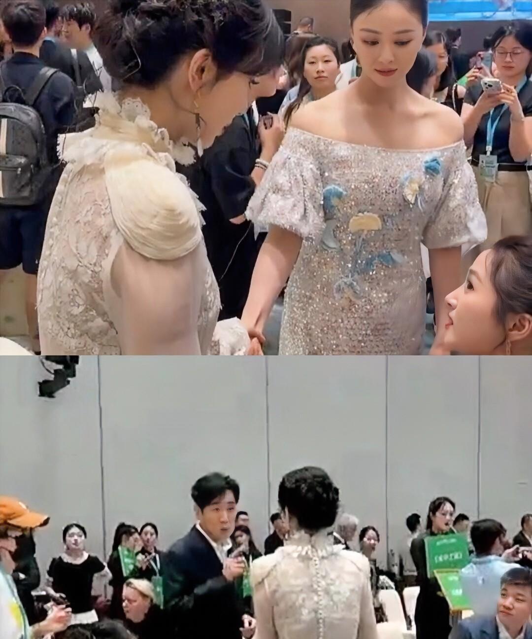 杨紫今天可开心了。白玉兰奖后台，她不仅见到了老熟人“樊姐”蒋欣，还和于和伟老师