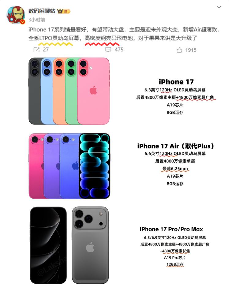 库克这次真的放大招了！iPhone17全系标配120HzLTPO灵动岛屏幕，