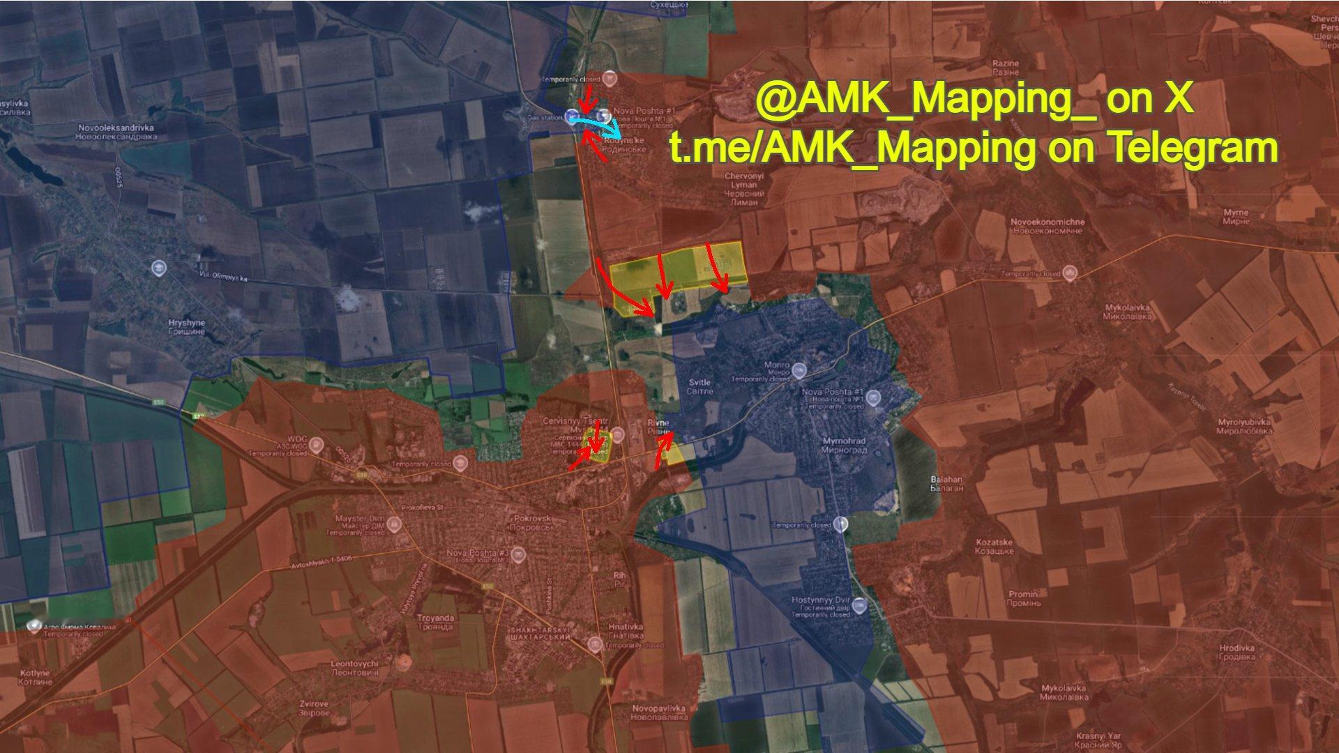 🔻著名乌友AMK表示：“过去24小时内，波克罗夫斯克东北部迪纳斯区早前