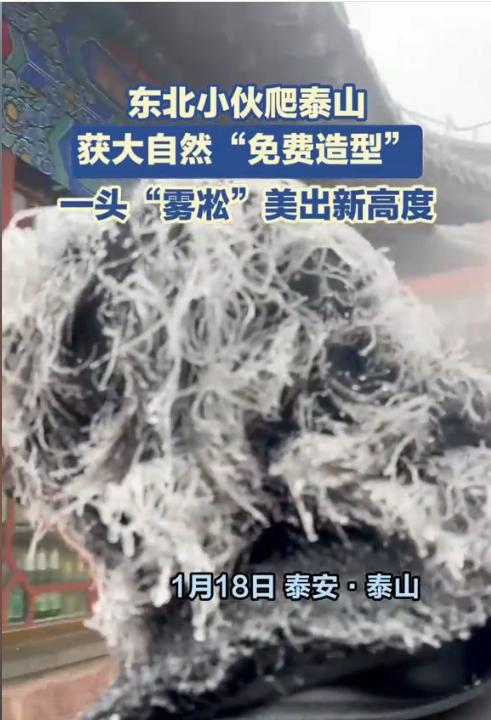“简直是奇观啊！”近日，山东泰安，一男子与朋友相约打卡泰山，途中气温越来越低，连