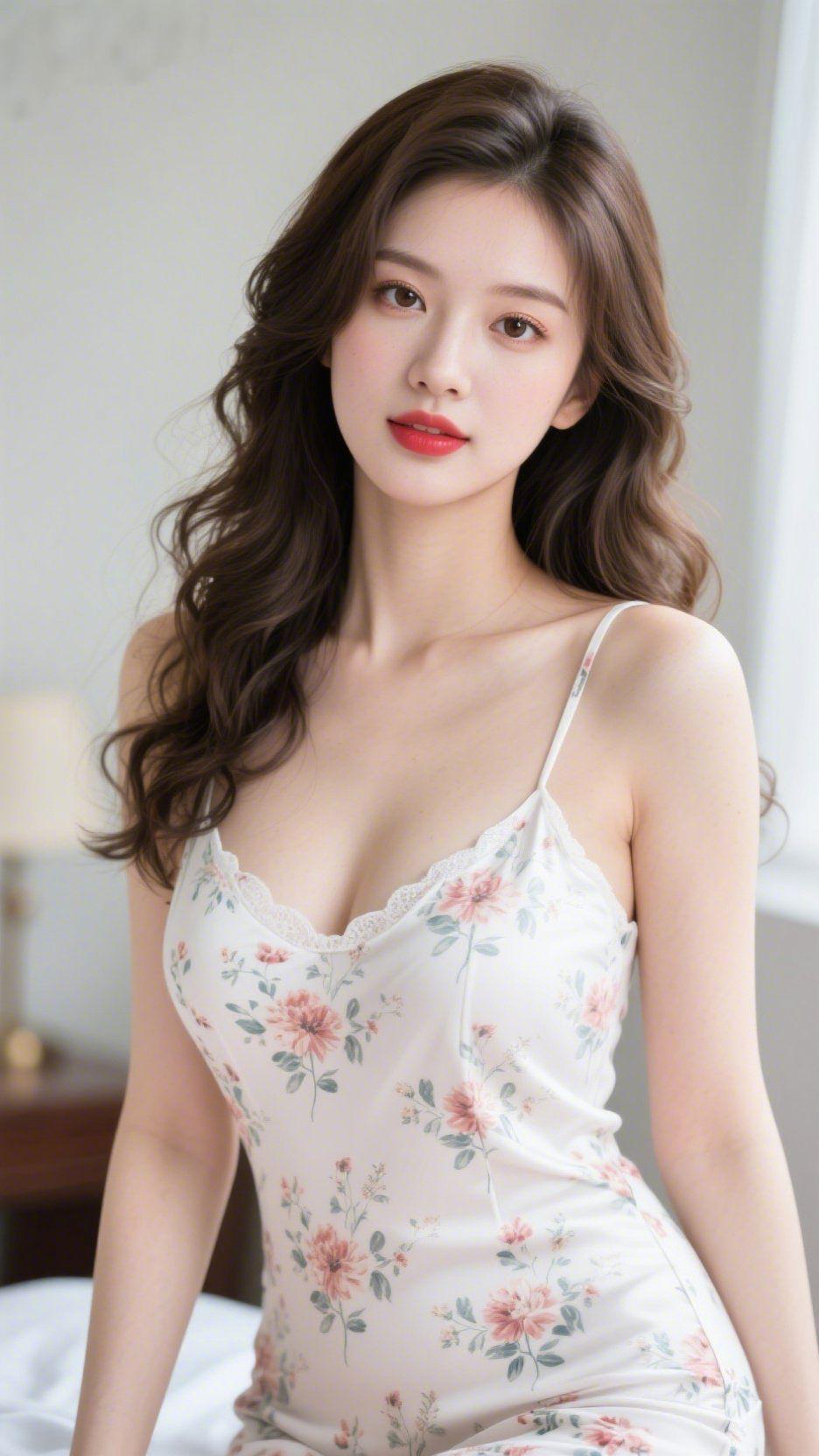 标题：温柔自洽时晨起的光透过窗纱，轻轻落在带着碎花的居家衣衫上，晕开一圈柔