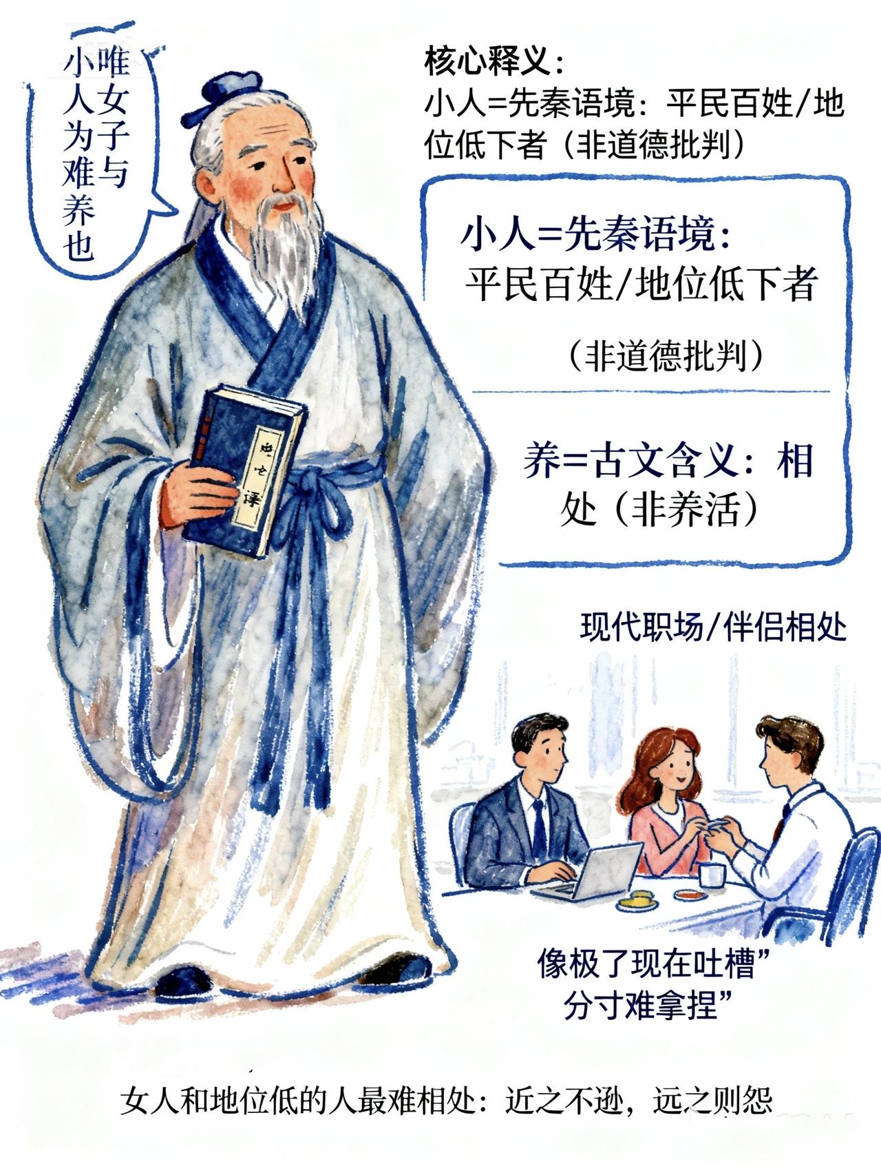 提到孔子，你脑海里是不是温文尔雅的圣人形象？可他一句“唯女子与小人为难养也”，直