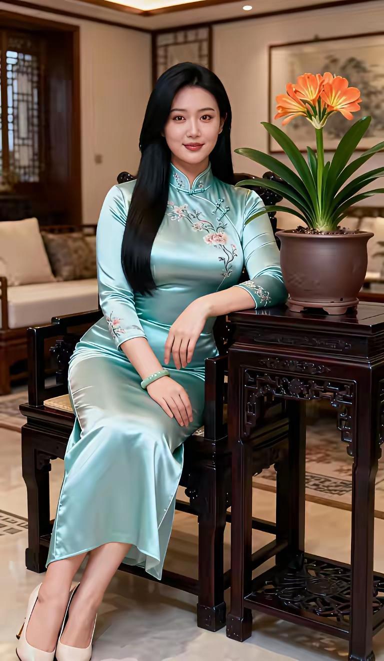 绣红鞋·兰香旗袍佳人兰吐幽芳盈户，灯摇古韵盈庐。旗袍佳影韵情殊。体丰姿绰