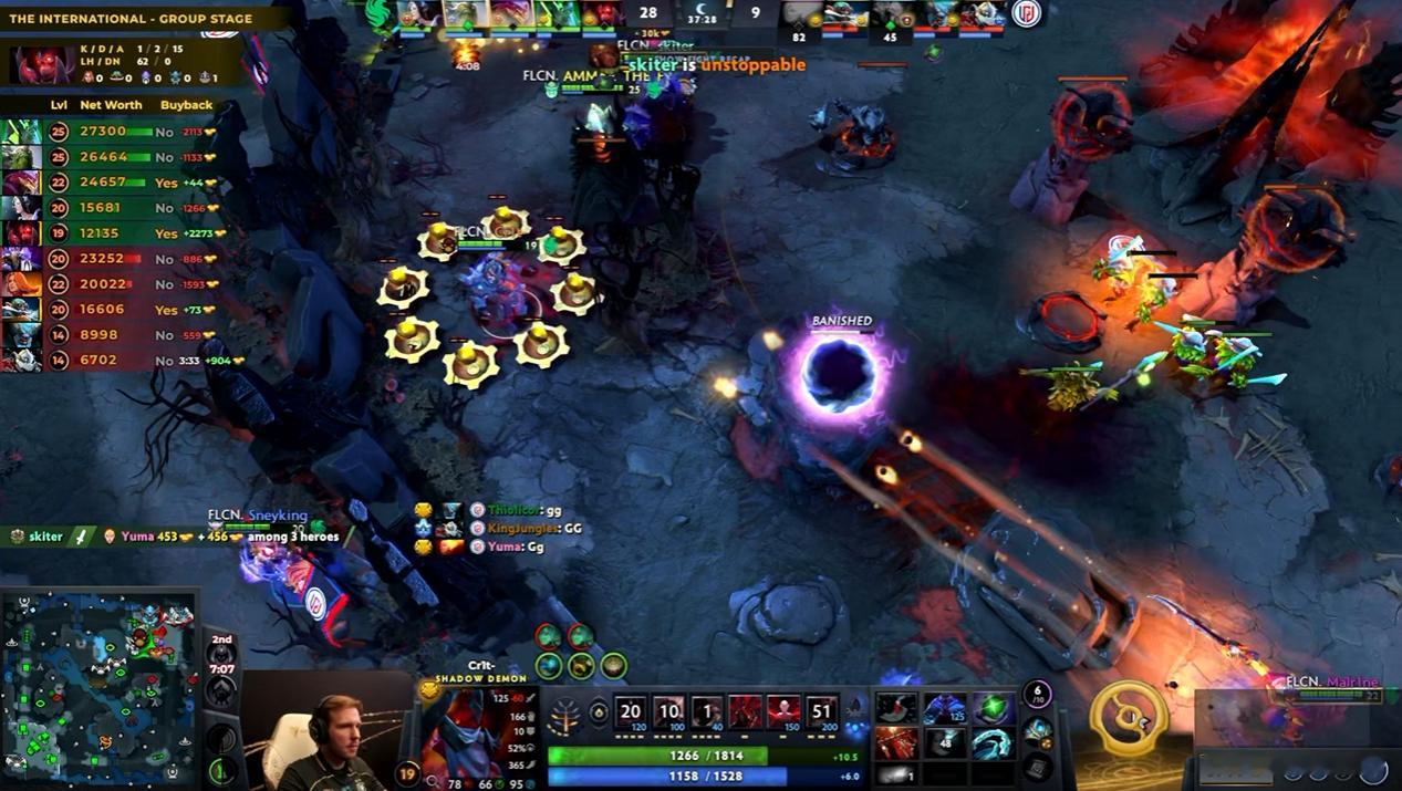 DOTA2TI15瑞士轮第一轮Falcons对阵LGD战队BO3第二局，经过3