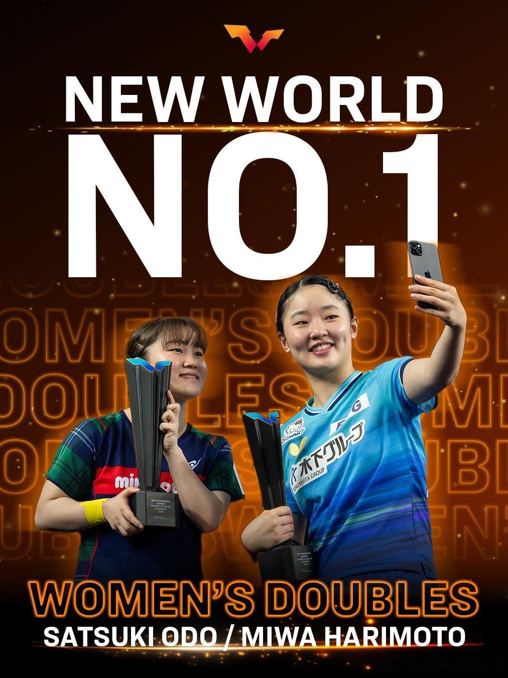 世界排名新的里程碑🔝🇯🇵张本美和/大藤沙月上升至女双世界排名第1️⃣?