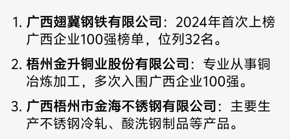 2024年梧州GDP能超越贵港回到广西第八，多得这三大企业，翅翼钢铁、金升铜业和