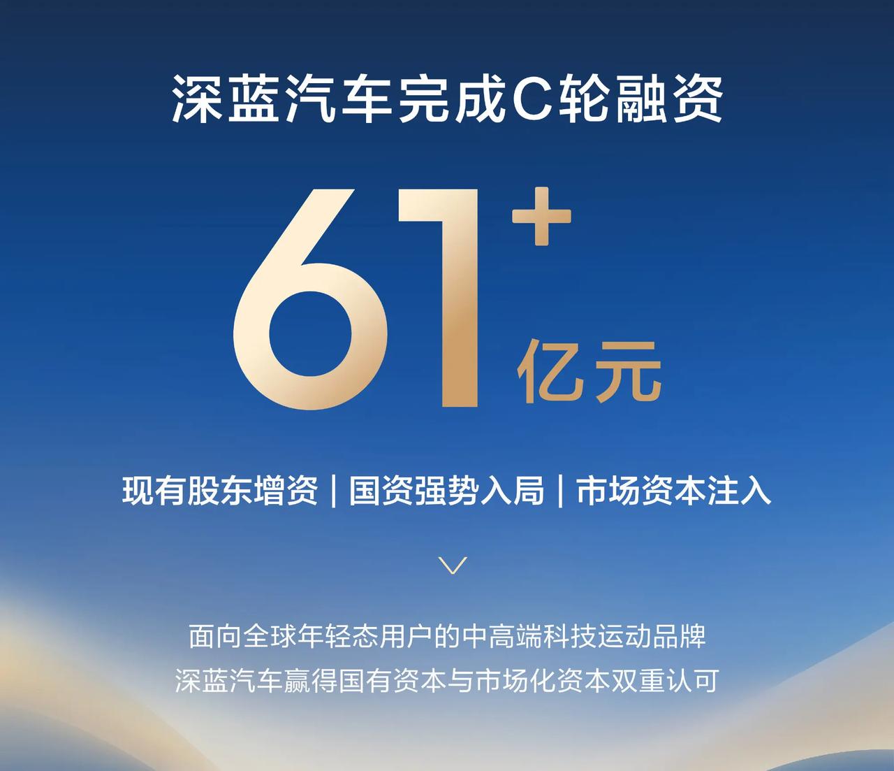 长安系再添动力：深蓝汽车C轮融资61.22亿元12月25日，长安旗下的深蓝汽