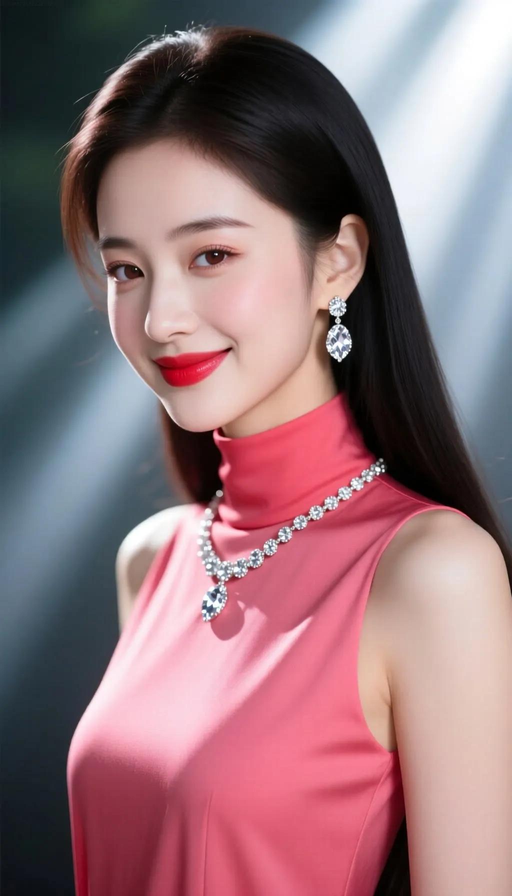 优雅红唇，闪耀珠宝，气质女神风范