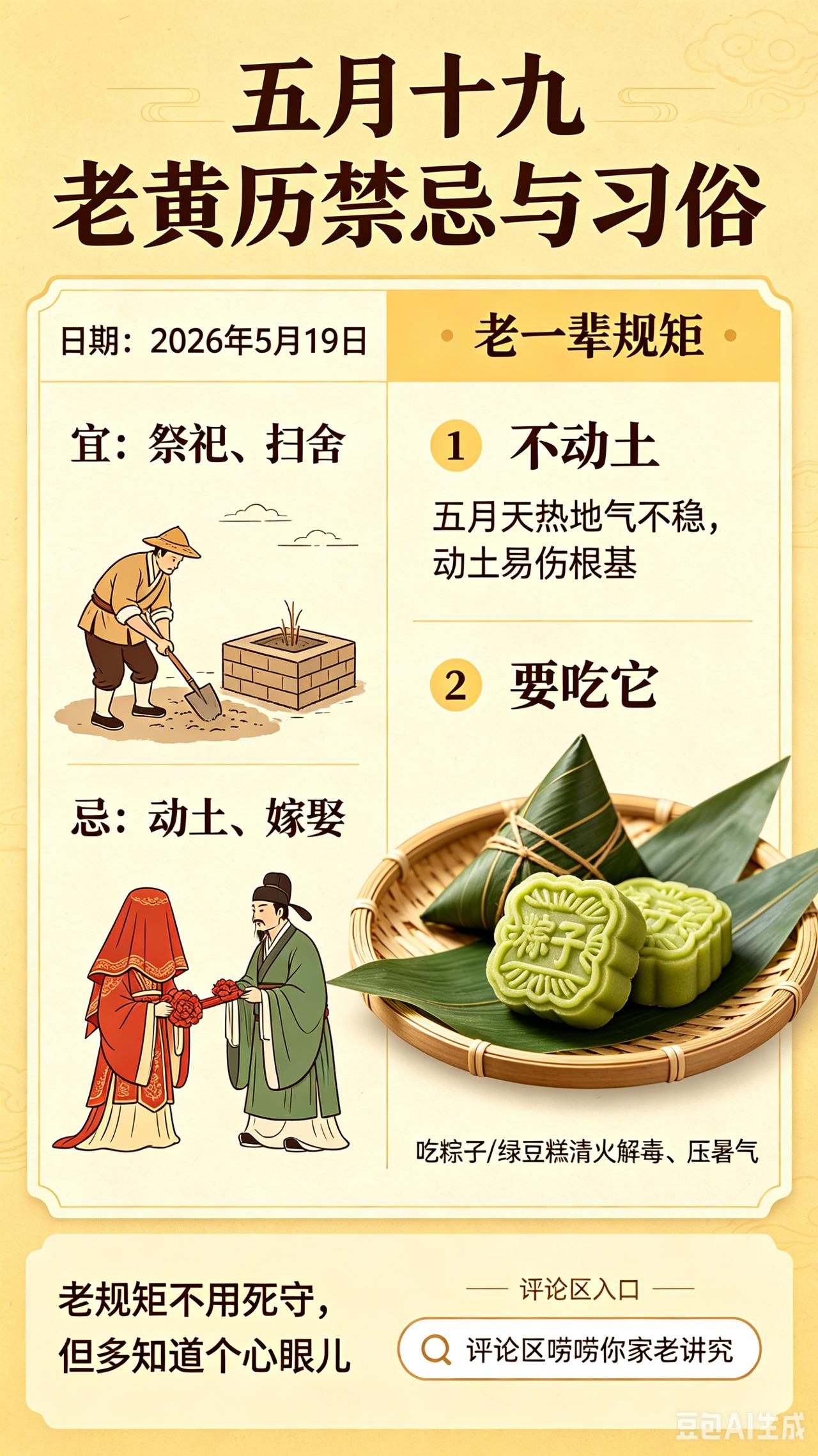 明日五月十九，老黄历：1不动土，2要吃“它”！老一辈留下的规矩别忘2026年