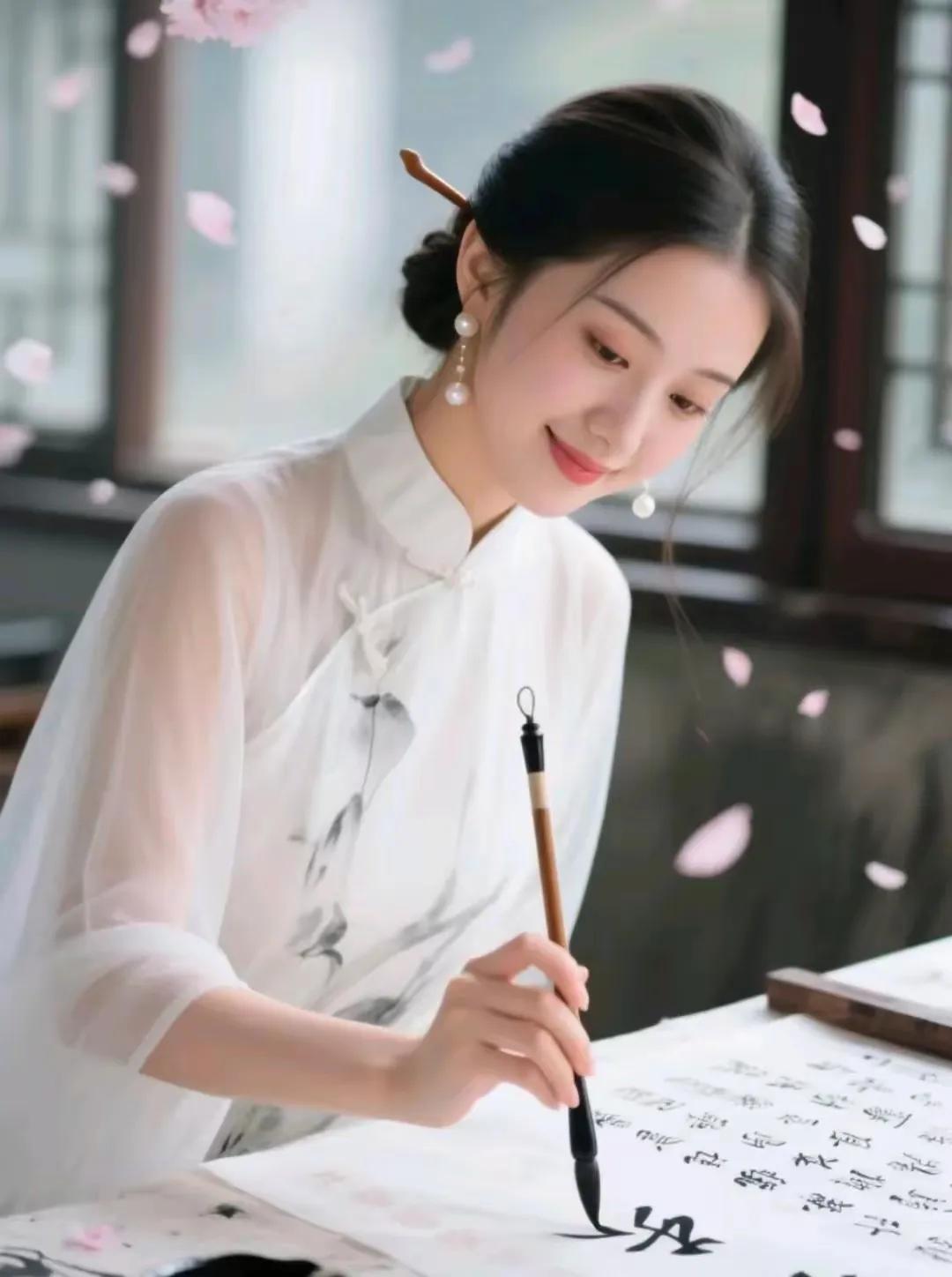 上联：墨染流年书静好，下联：笔载春秋诗雅韵。