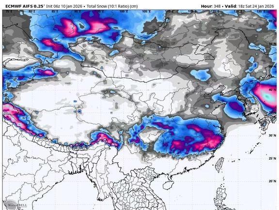 最新寒潮消息：雪落江南根据目前AI给出的最新一次预报，结合数值模式的预报，这次