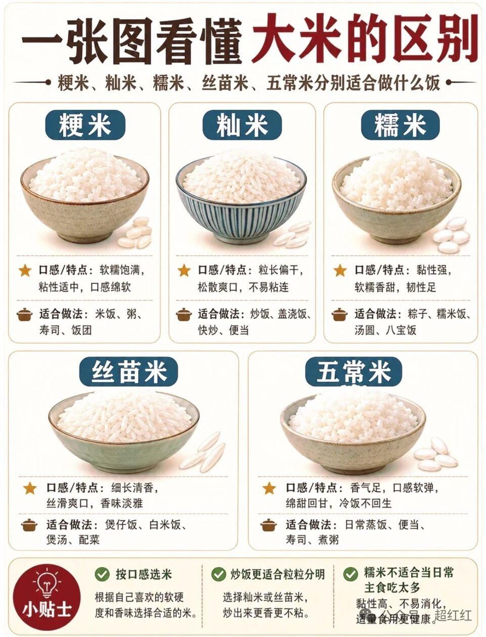 一张图辨明大米的差异同样是大米，为啥有的软润黏糯，有的却散碎发松？不少人买米