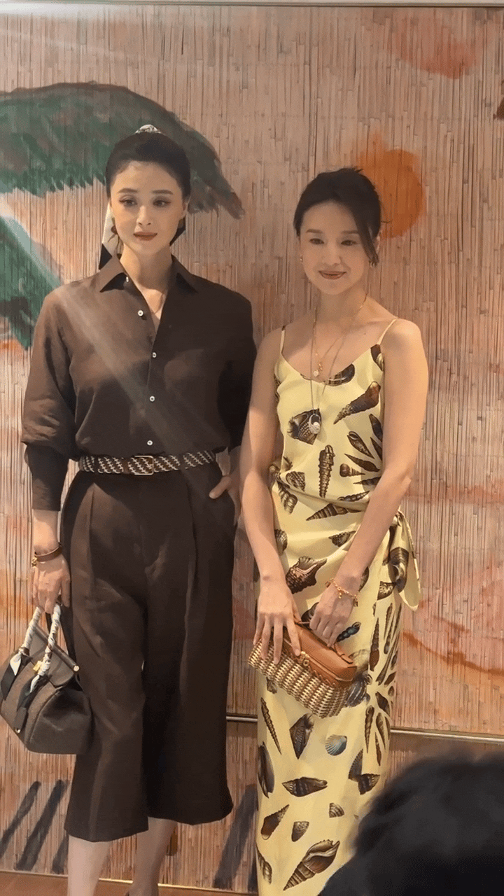 蒋欣和董洁两位老款美女同框，蒋欣这大体格显得董洁很娇小！