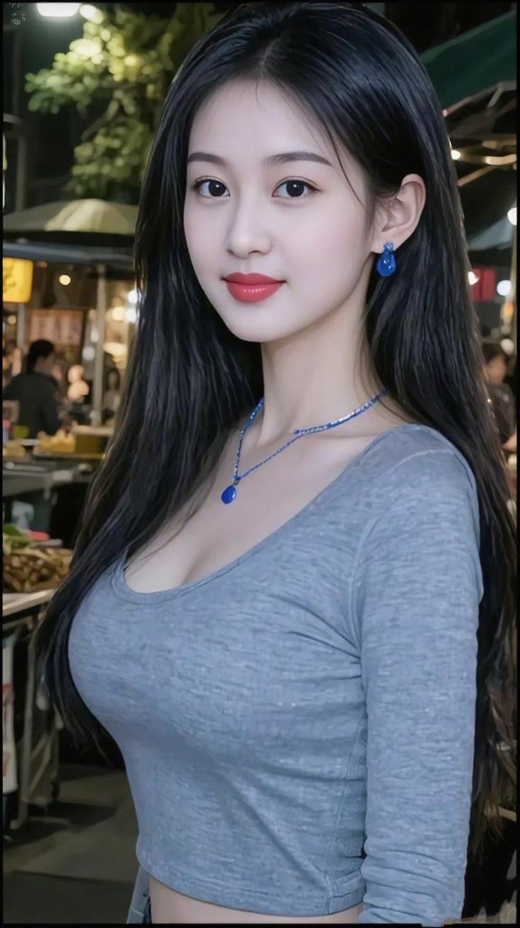 《夜市里的素衫清光》夜市的暖光裹着烟火气漫开时，她身上的青灰素衫像浸了夜的