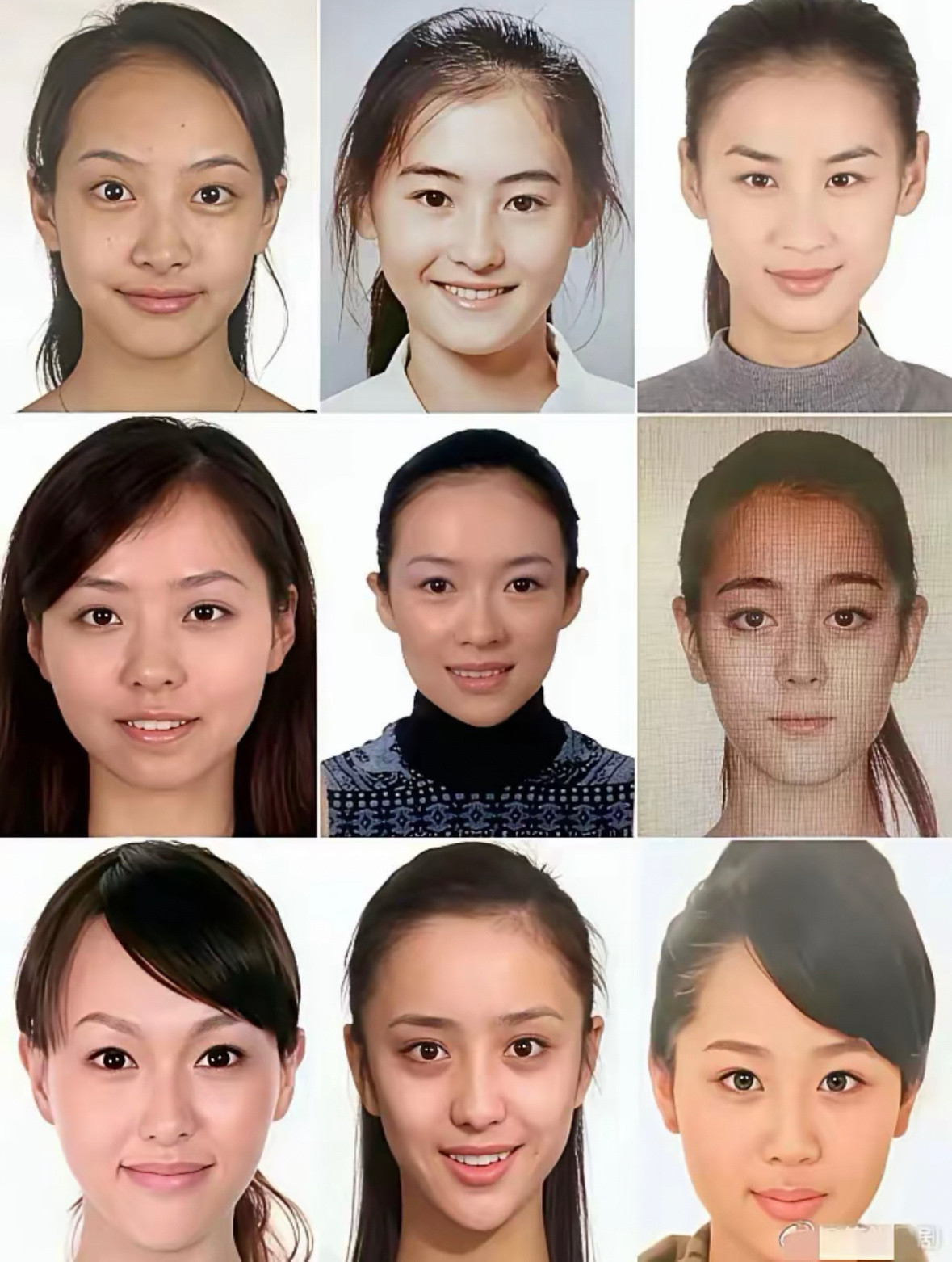 部分女明星素人时期的素颜证件照。​​​