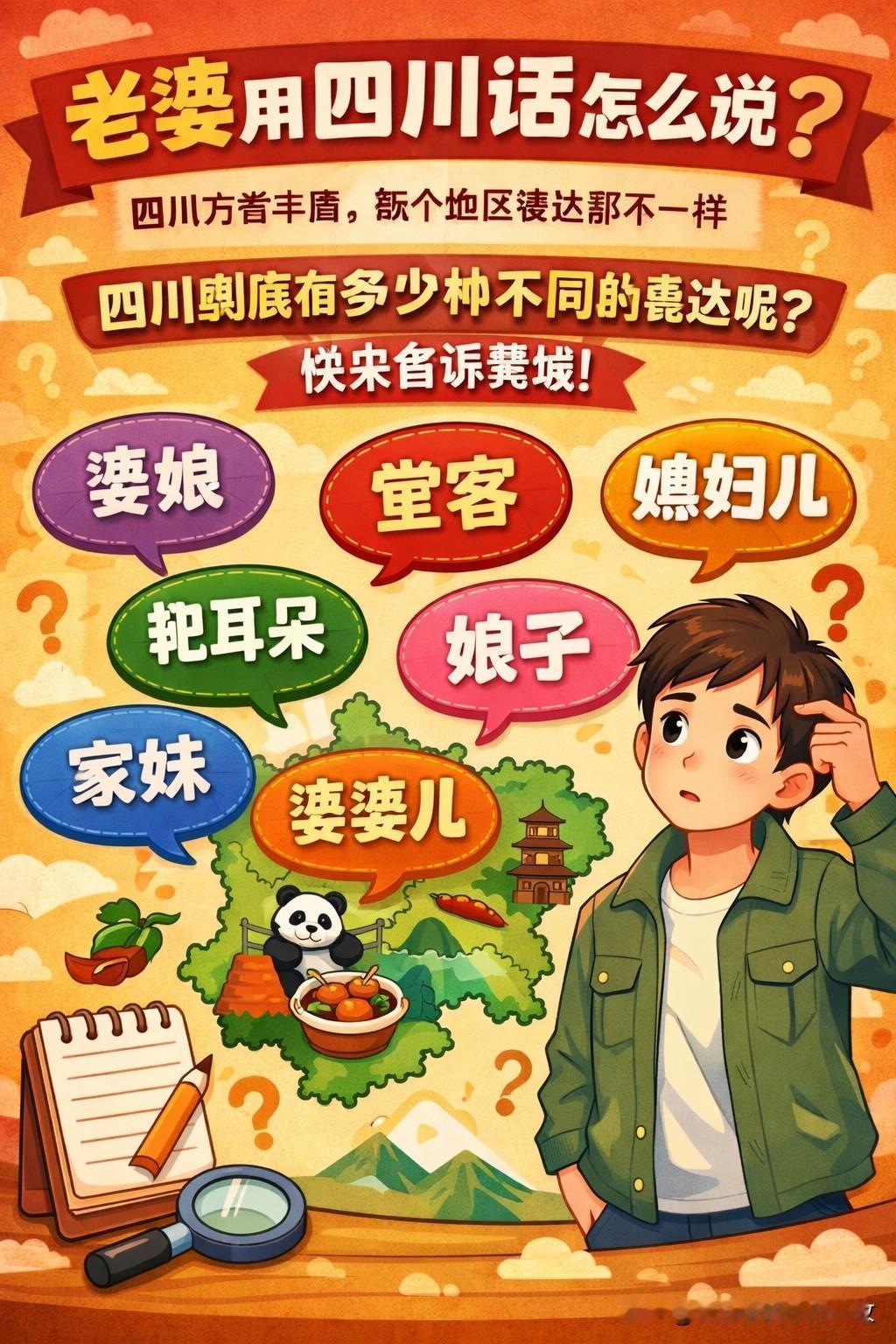 四川朋友们，我一直很好奇一个问题：“老婆”用四川话到底有多少种说法？四川方