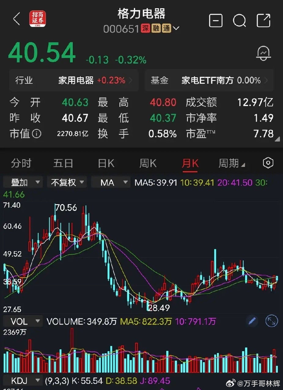 格力电器格力电器七八倍的市盈率，都是价值投资者在买，肯定没有新人去买，新人都喜欢