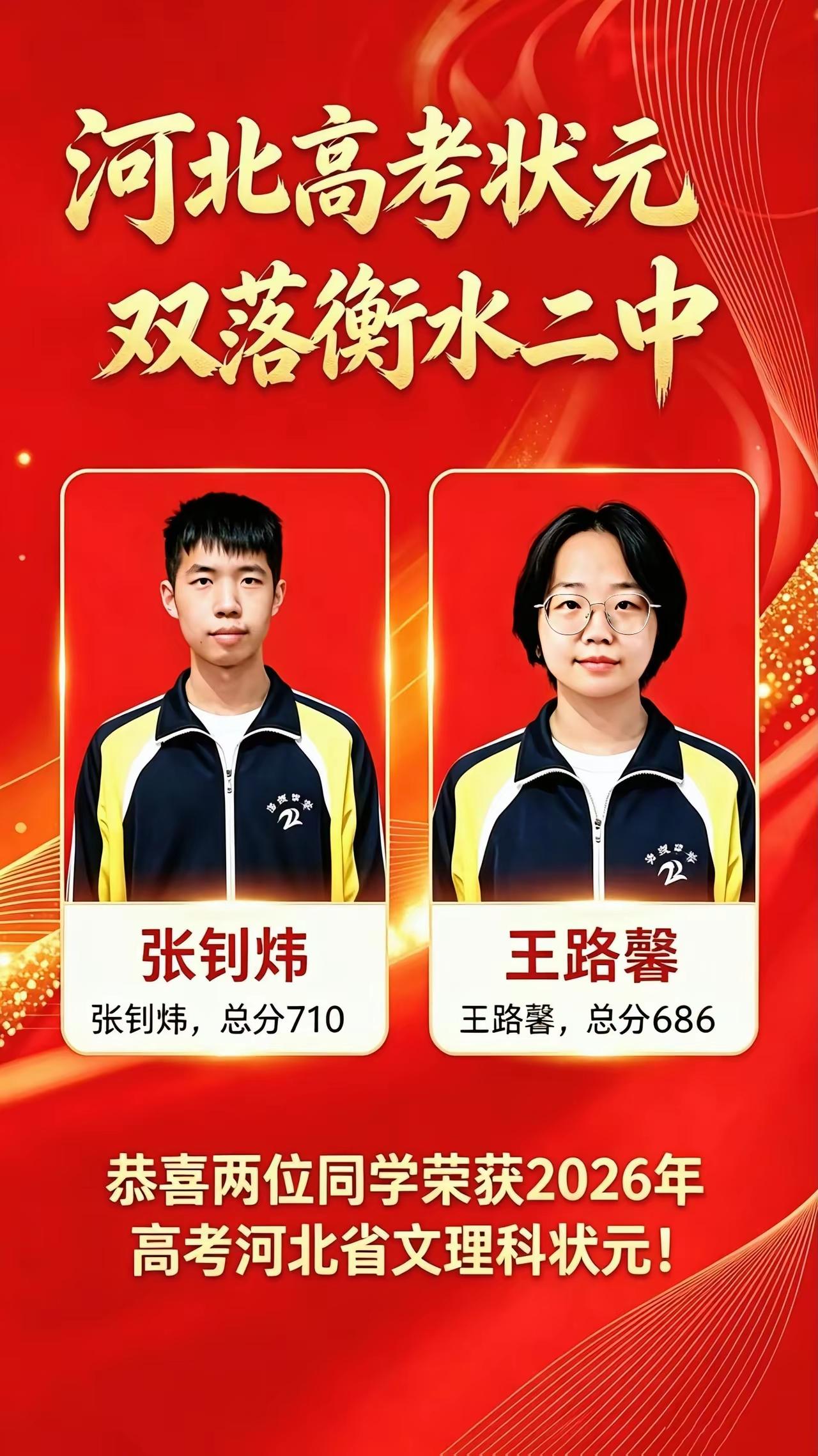 衡水中学走了，又来了衡水二中了吗？2026年，河北高考文理头名双双花落衡水二中，
