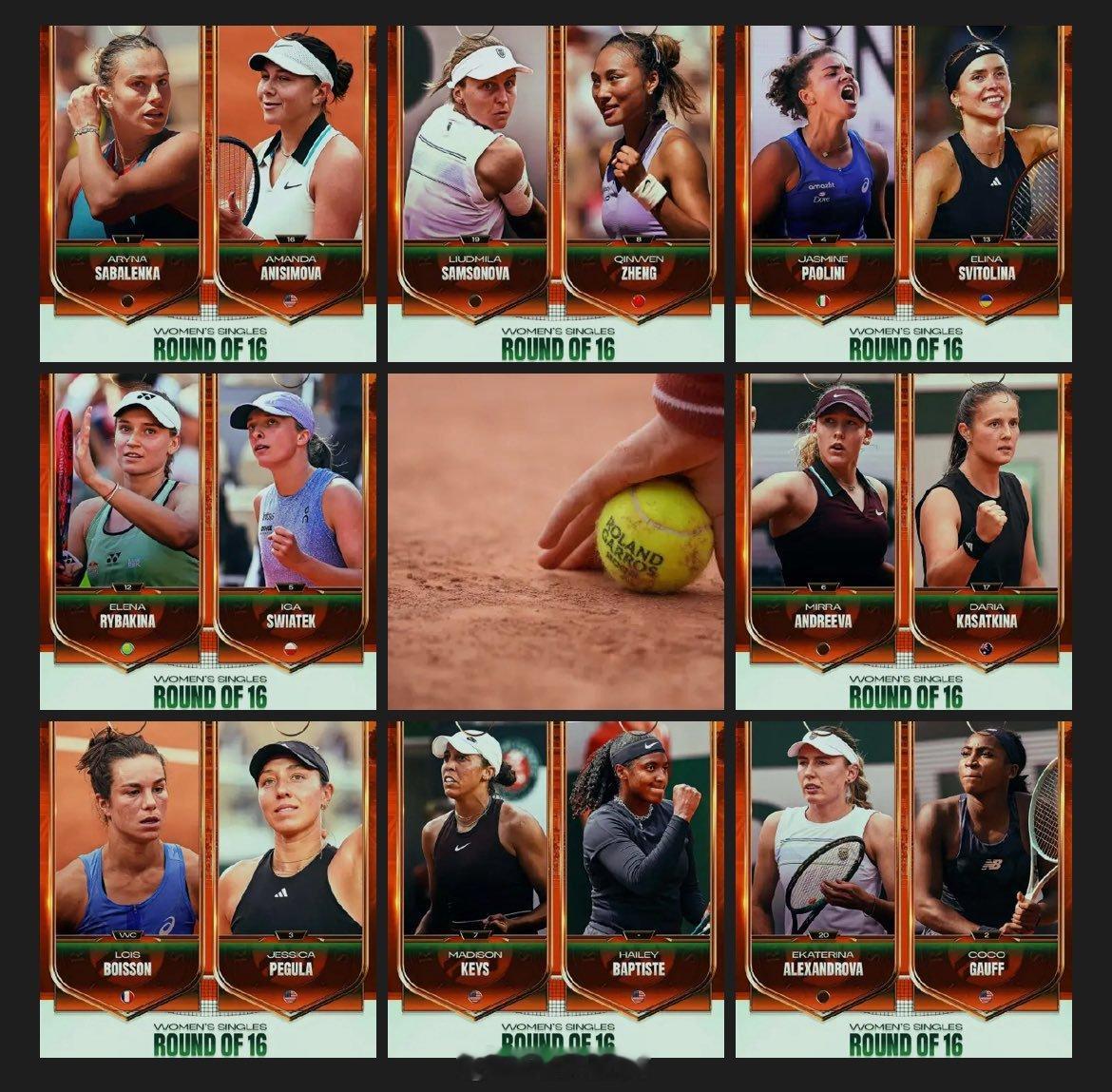 法网2025女单十六强对阵【1】萨巴伦卡🇧🇾vs【16】阿尼西莫娃🇺