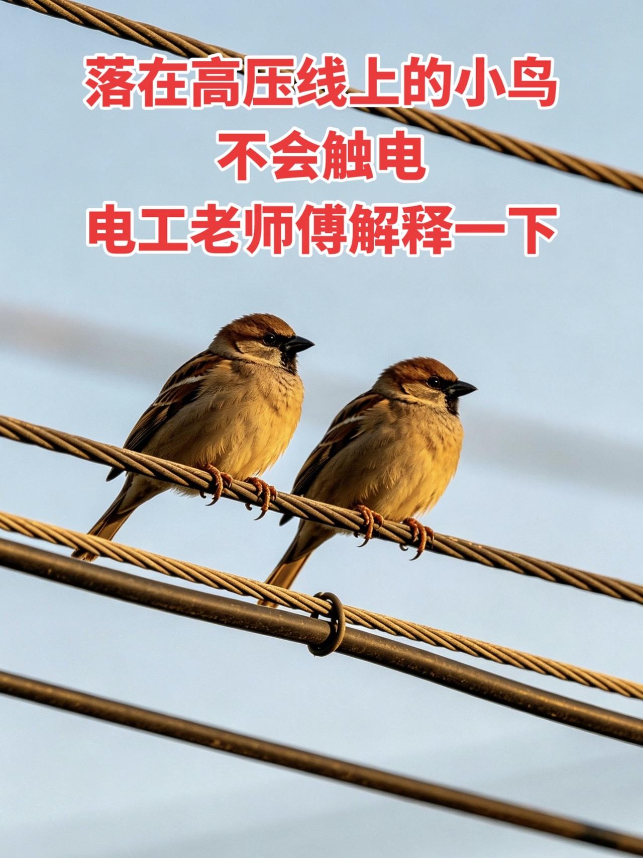 落在高压线上的小鸟不会触电，电工老师傅解释一下！电工电工知识