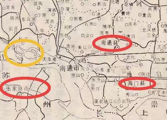 一张40年前的老地图，看出南通与苏州的差距。通州还没出现？这是一张1987年