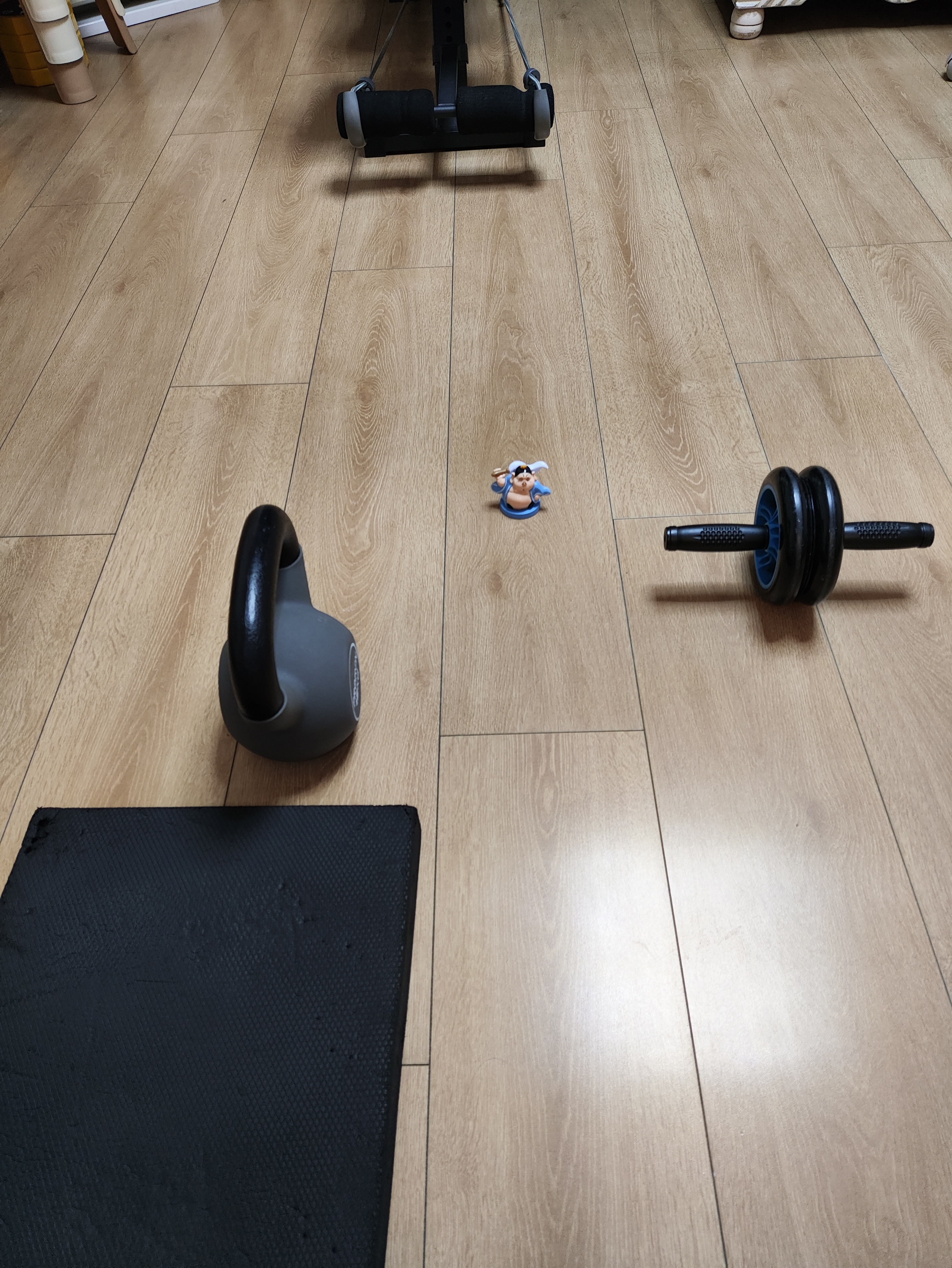 今日力量：12公斤壶铃俄罗斯转体114，俯卧撑100，12公斤壶铃深蹲42，哑铃