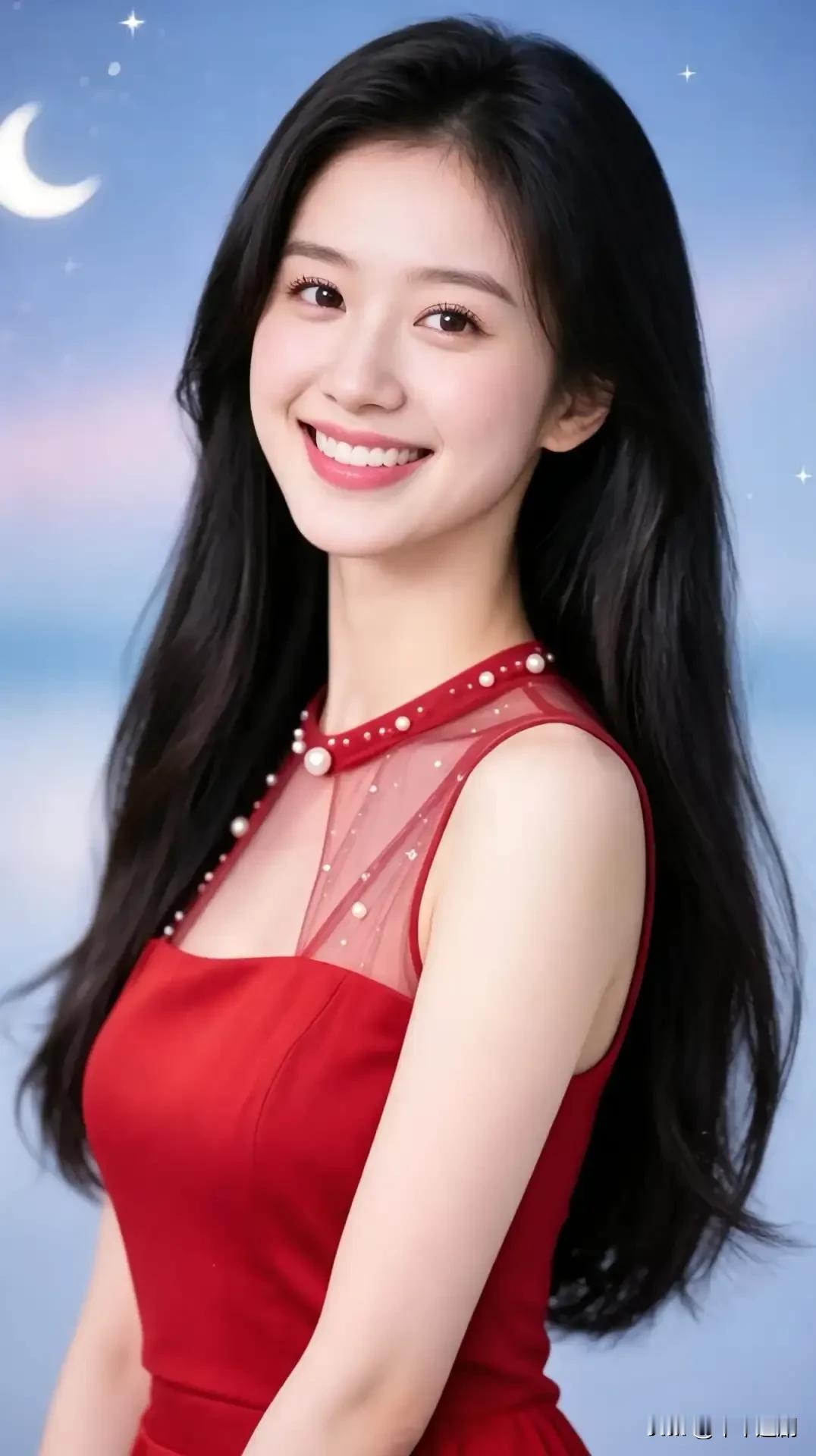 红衣衬笑颜，眼里盛满光亮，热烈又坦荡。国色天姿美女照
